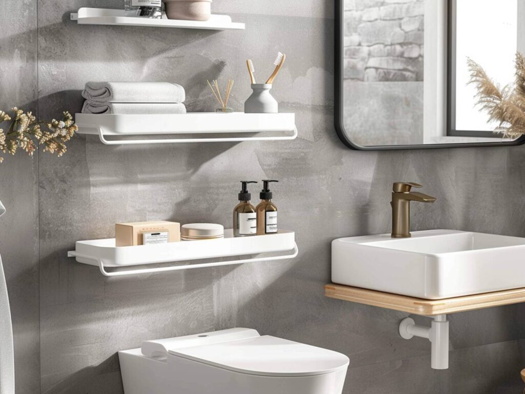 ajlepsze półki wiszące do łazienek w mikroapartamentach