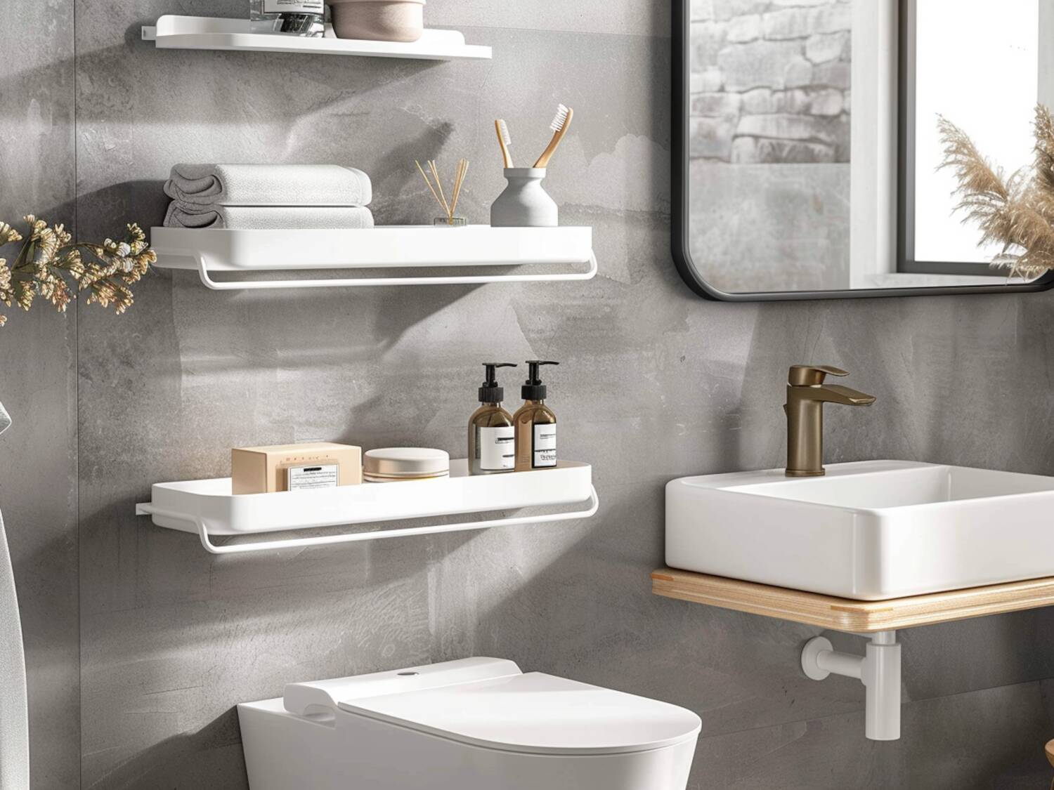 ajlepsze półki wiszące do łazienek w mikroapartamentach