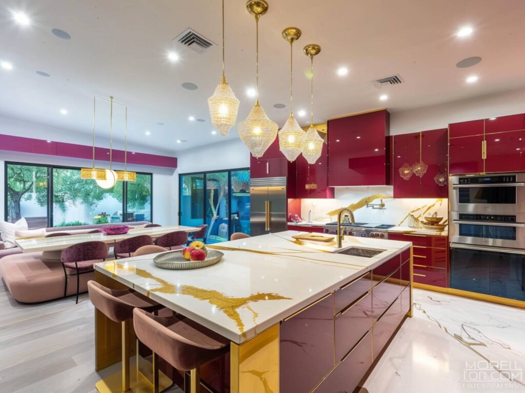 Jakie lampy wiszące najlepiej sprawdzą się w kuchniach otwartych na salon w stylu glamour