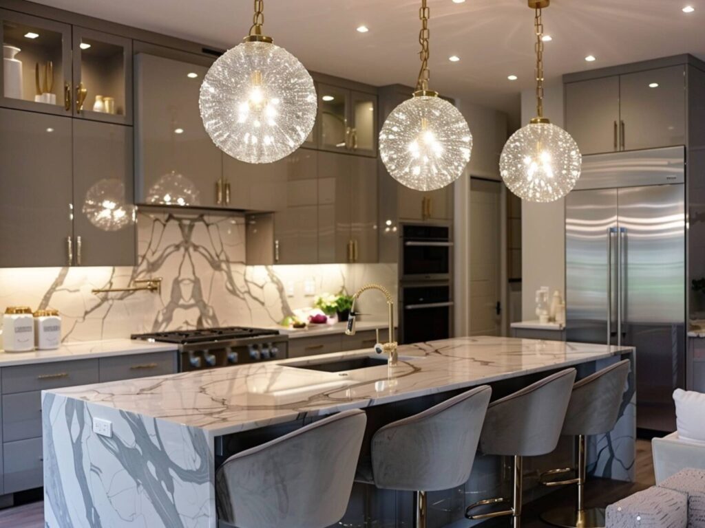 Jakie lampy wiszące najlepiej sprawdzą się w kuchniach otwartych na salon w stylu glamour